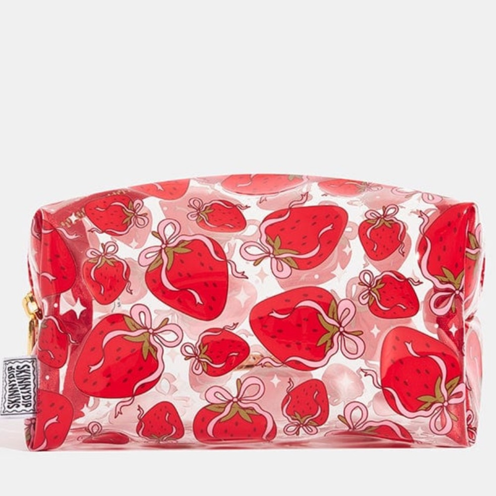 Skinnydip London strawberry bow, make up bag Cosmetic Bag - Picture 2 of 7